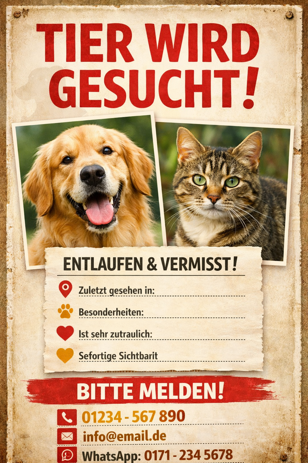 Tier verloren
